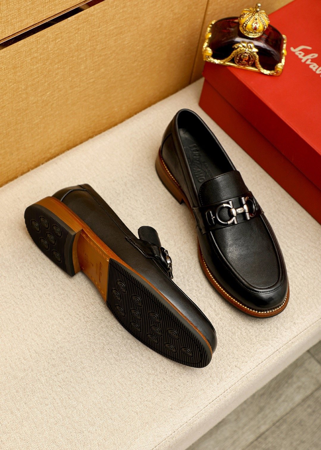 Salvatore Ferragamo Men's Leather Bit Loafers - Stacked Heel