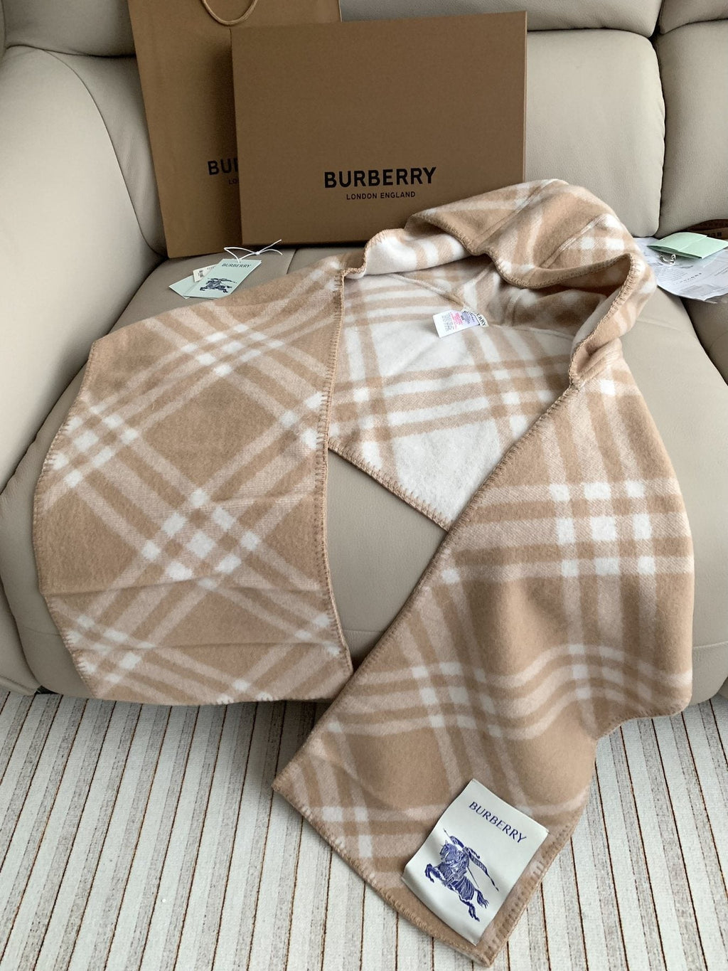 Burberry Plaid Hooded Scarf