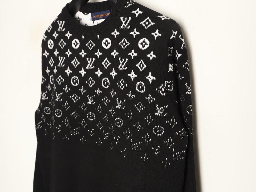 Louis Vuitton Monogram-Style Gradient Crewneck Sweater - Black