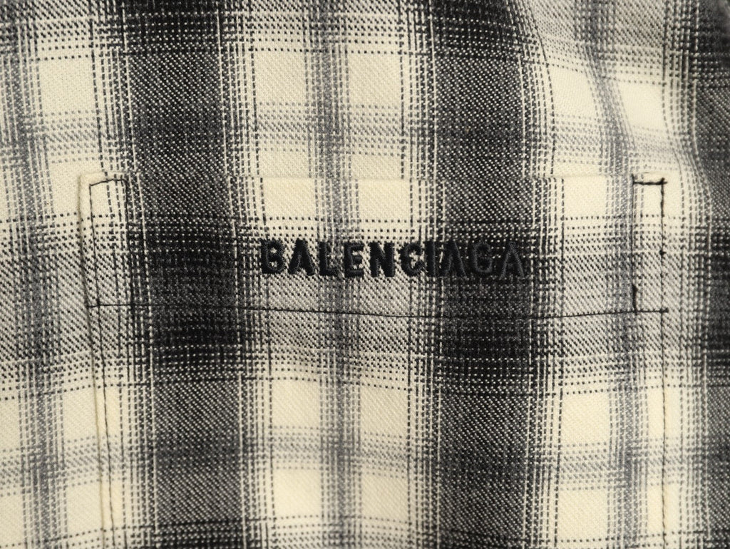 Balenciaga BLCG Embroidered Plaid Long-Sleeve Shirt