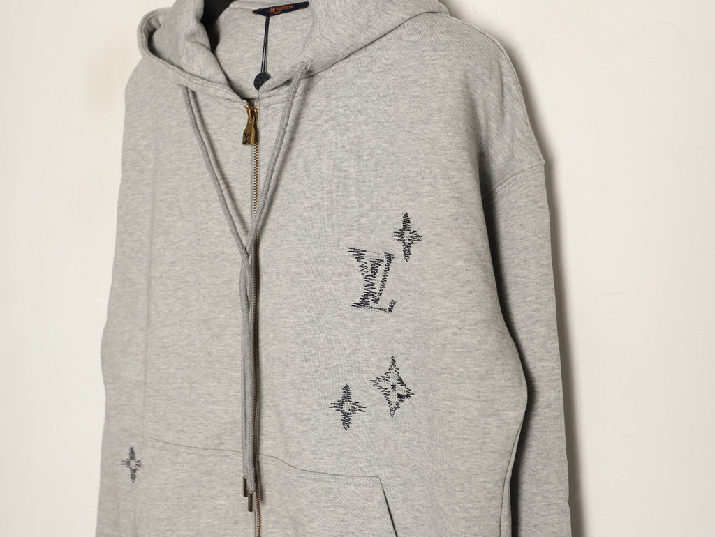 Louis Vuitton Sketch-Style Monogram Zip Hoodie - Light Gray